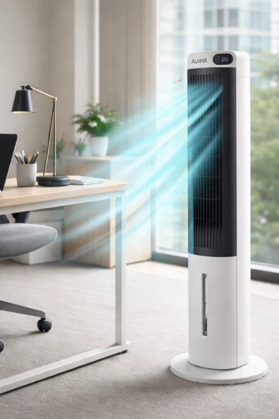 Auhma ACFN07 70W Sulu Soğutucu Kule Tipi Vantilatör - 3L Su Tankı, Uzaktan Kumandalı, LED Ekranlı ürün görseli 1