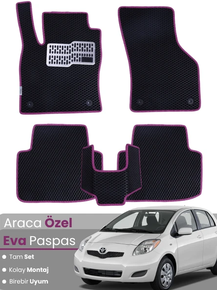 TOYOTA YARİS (2005-2012) Uyumlu EVA Paspas Tam Set–Oto Paspas,Araca Özel,Su Geçirmez ürün görseli 1