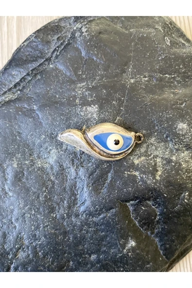 SANAT TACİRİ 1 ADET GÜMÜŞ RENK NAZAR BONCUKLU KOLYE UCU GÖZ ŞEKLİNDE ürün görseli 1