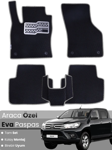 TOYOTA HİLUX (2015-2025) Uyumlu EVA Paspas Tam Set–Oto Paspas,Araca Özel,Su Geçirmez ürün görseli 1