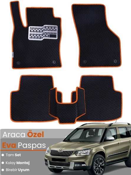 SKODA YETİ (2009-2017) Uyumlu EVA Paspas Tam Set–Oto Paspas,Araca Özel,Kolay Montaj ürün görseli 1