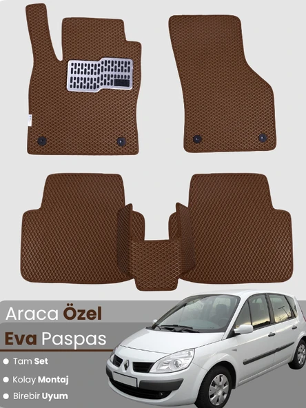 RENAULT SCENİC 2 (2002-2009) Uyumlu EVA Paspas Tam Set–Oto Paspas,Araca Özel,Kolay Montaj ürün görseli 1