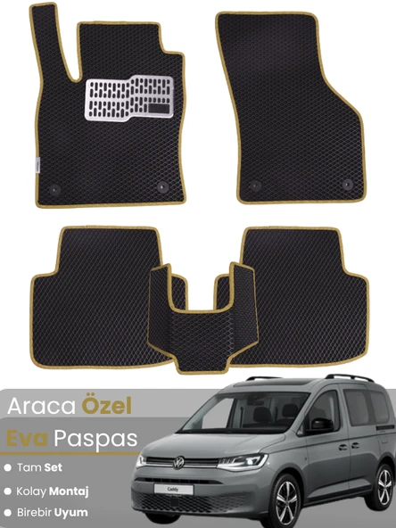 VOLKSWAGEN CADDY (2021-2024) Uyumlu EVA Paspas Tam Set–Oto Paspas,Araca Özel,Su Geçirmez ürün görseli 1