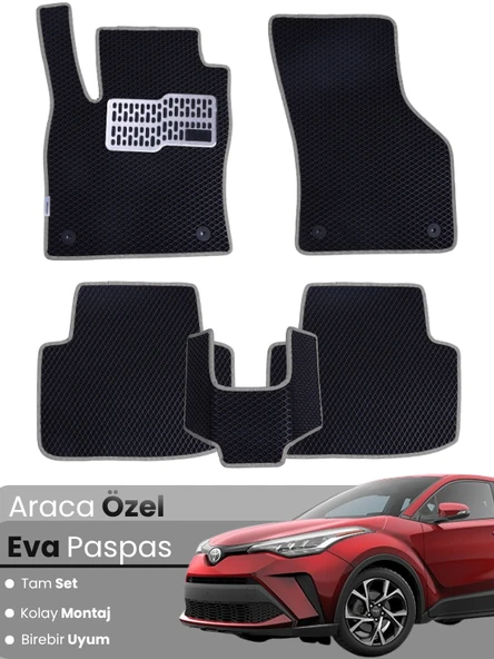 TOYOTA C-HR HYBRİD (2016-2019) Uyumlu EVA Paspas Tam Set–Oto Paspas,Araca Özel,Kolay Montaj ürün görseli 1