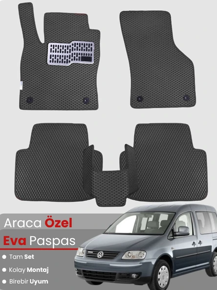 VOLKSWAGEN CADDY (2004-2011) Uyumlu EVA Paspas Tam Set–Oto Paspas,Araca Özel,Su Geçirmez ürün görseli 1
