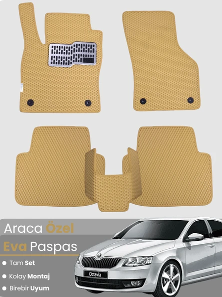 SKODA OCTAVİA A5 (2004-2012) Uyumlu EVA Paspas Tam Set–Oto Paspas,Araca Özel,Kolay Montaj ürün görseli 1