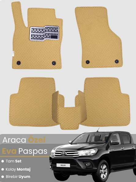 TOYOTA HİLUX (2015-2025) Uyumlu EVA Paspas Tam Set–Oto Paspas,Araca Özel,Su Geçirmez ürün görseli 1
