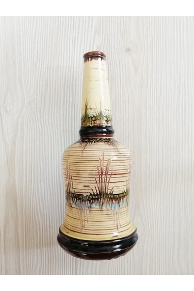 SANAT TACİRİ El Yapımı Toprak Şişe Sırlı Şarap Şişesi Seramik Şişe ürün görseli 1