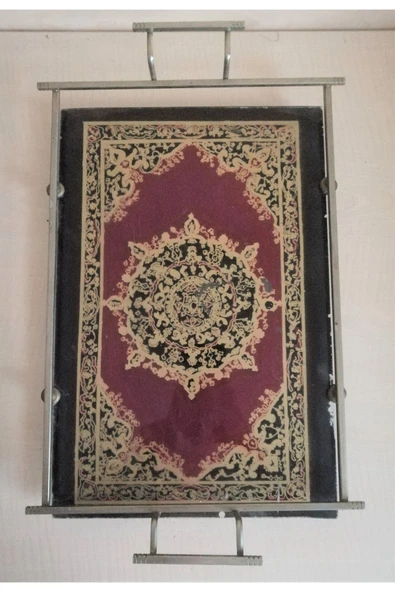 SANAT TACİRİ Vintage Metal Çerçeveli Cam Tepsi ürün görseli 1