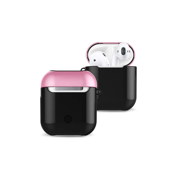 Apple Airpods 2 (2.nesil) 3in1 Kılıf - Siyah-pembe ürün görseli 1