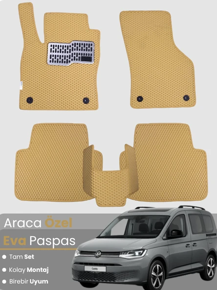 VOLKSWAGEN CADDY (2021-2024) Uyumlu EVA Paspas Tam Set–Oto Paspas,Araca Özel,Su Geçirmez ürün görseli 1