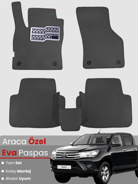 TOYOTA HİLUX (2015-2025) Uyumlu EVA Paspas Tam Set–Oto Paspas,Araca Özel,Su Geçirmez ürün görseli 1