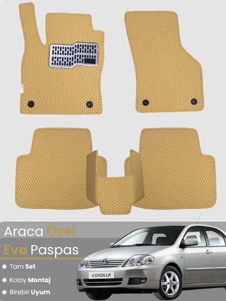 TOYOTA COROLLA E120 SEDAN (2000-2007) Uyumlu EVA Paspas Tam Set–Oto Paspas,Araca Özel ürün görseli 1