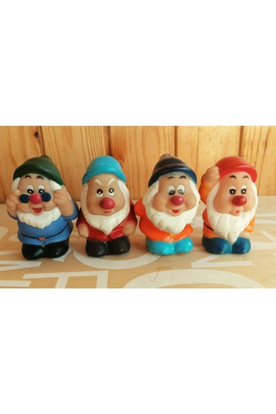 SANAT TACİRİ Vintage Pamuk Prenses Ve Yedi Cüceler 4 Adet Palastik Bebek ürün görseli 1