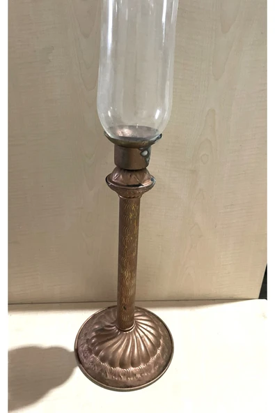 SANAT TACİRİ DEV BOY BAKIR RENKLİ METAL MUMLUK CAMLI MUMLUK NO 676 ürün görseli 1