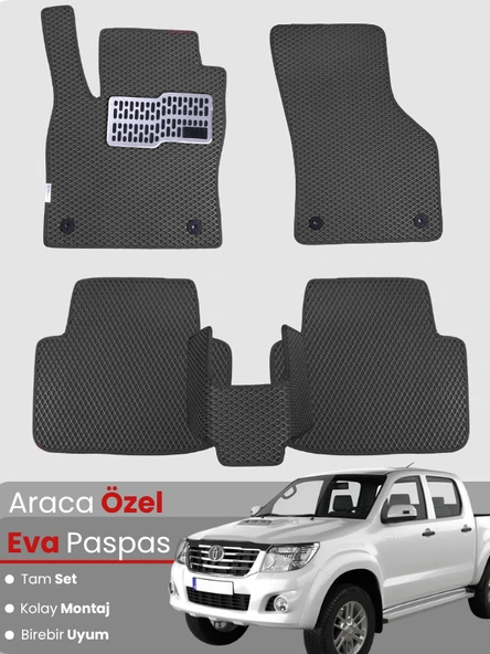 TOYOTA HİLUX (2004-2015) Uyumlu EVA Paspas Tam Set–Oto Paspas,Araca Özel,Su Geçirmez ürün görseli 1