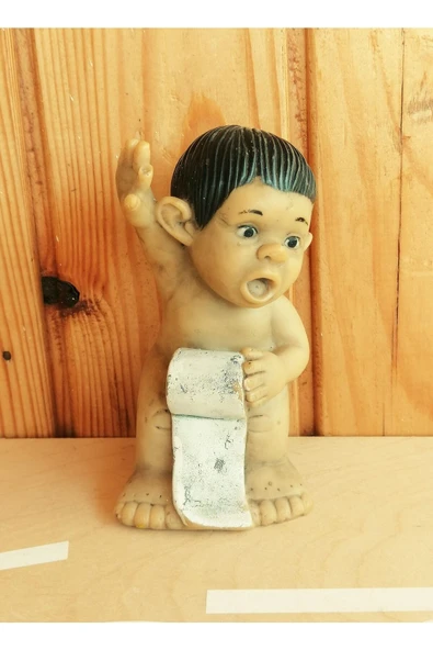 SANAT TACİRİ Vintage Esnek Sert Plastik Bebek Tuvaletini Yapan Cocuk Figürü ürün görseli 1