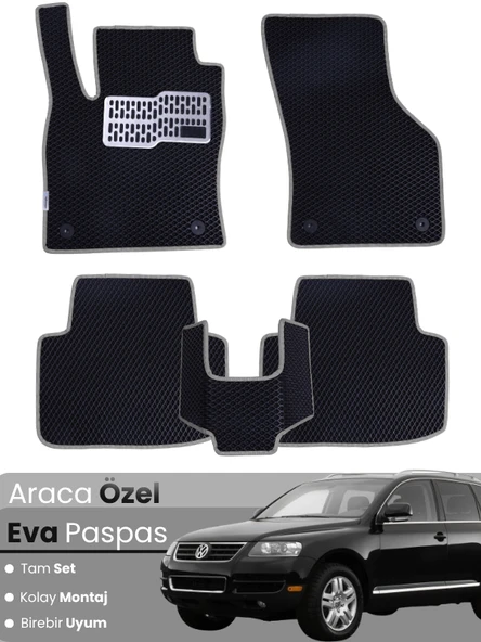 VOLKSWAGEN TOUAREG (2002-2010) Uyumlu EVA Paspas Tam Set–Oto Paspas,Araca Özel,Tam Koruma ürün görseli 1