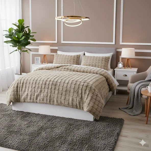 COMFORT YORGAN SETİ ÇİFT KİŞİLİK PUFF LORİA CAPPUCİNO ürün görseli 1
