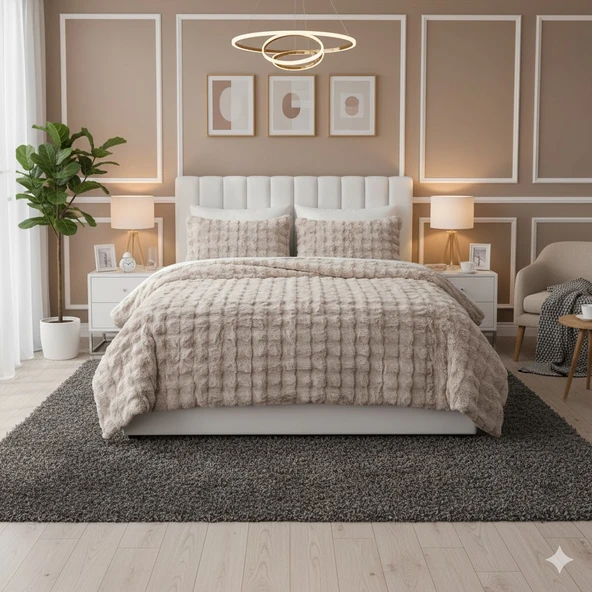 COMFORT YORGAN SETİ ÇİFT KİŞİLİK PUFF LORİA PUDRA ürün görseli 1
