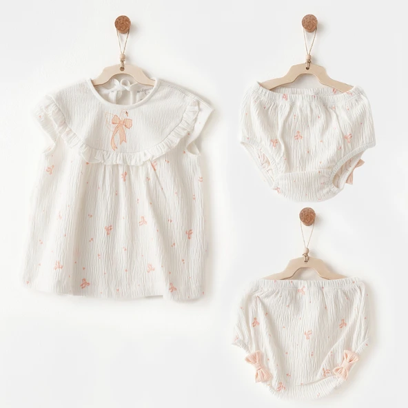 Andywawa Ac26541 Little Swan Love Elbise Takım Ekru ürün görseli 1