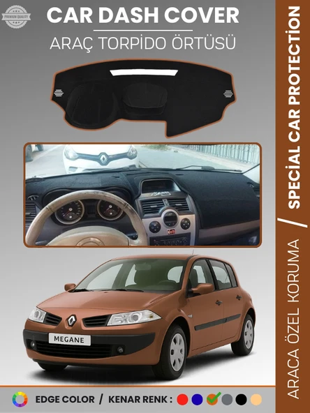 RENAULT MEGANE 2 NAVİGASYONSUZ (2003-2009) Torpido Örtüsü Ön Göğüs Halı Torpido Koruma  Araca Özel ürün görseli 1