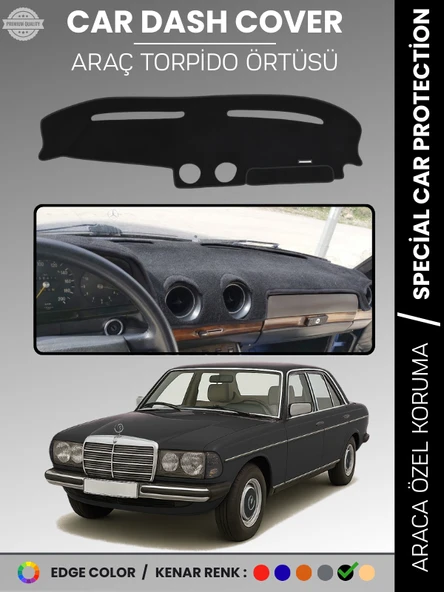 MERCEDES E SERİSİ W123 (1976-1985) Torpido Örtüsü Premium Kalite Torpido Koruma Özel Kesim UV Koruma ürün görseli 1