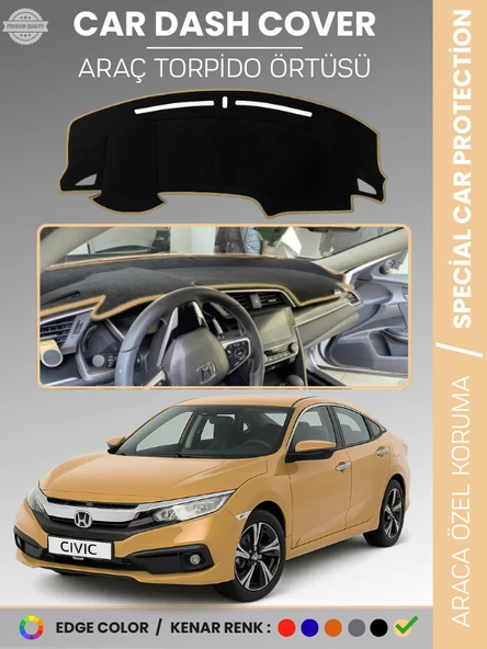 HONDA CIVIC (FC5 2015-2022) Torpido Örtüsü Torpido Koruma Tam Uyum Çatlamayı Önler Kolay Montaj ürün görseli 1
