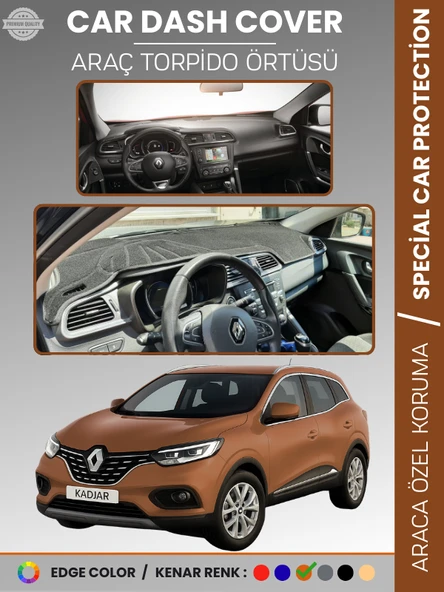 RENAULT KADJAR (2015-2022) Torpido Örtüsü Ön Göğüs Koruma Torpido Koruma Araca Özel Tam Uyum Kaymaz ürün görseli 1