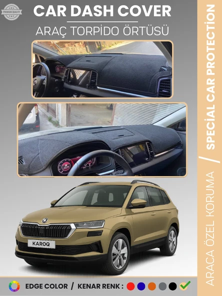 SKODA KAROQ (2017-2024) Torpido Örtüsü Ön Göğüs Halı Torpido Koruma Birebir Uyum Kaymaz UV Koruma ürün görseli 1