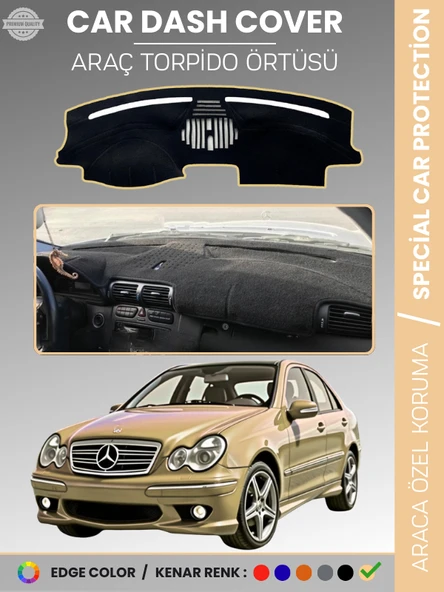 MERCEDES C CLASS W203 (2000-2007) Torpido Örtüsü Premium Kalite Torpido Koruma Özel Kesim UV Koruma ürün görseli 1