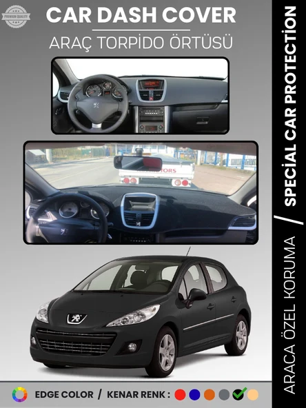 PEUGEOT 207 (2007-2012) Torpido Örtüsü Ön Göğüs Koruma Torpido Koruma Birebir Uyum Kaymaz Özel Kesim ürün görseli 1