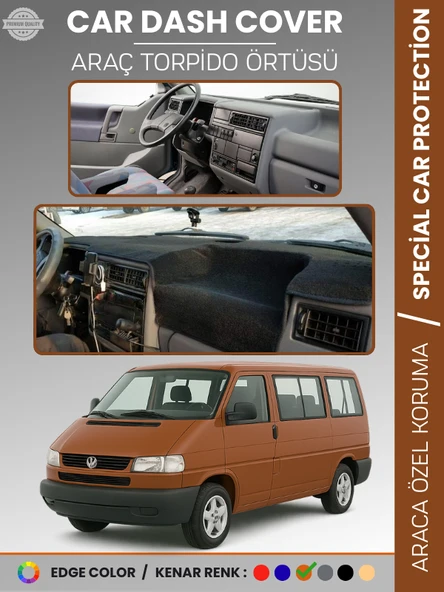 VOLKSWAGEN TRANSPORTER T4 (1990-2003) Torpido Örtüsü Ön Göğüs Koruma Torpido Koruma Tam Uyum Kaymaz ürün görseli 1