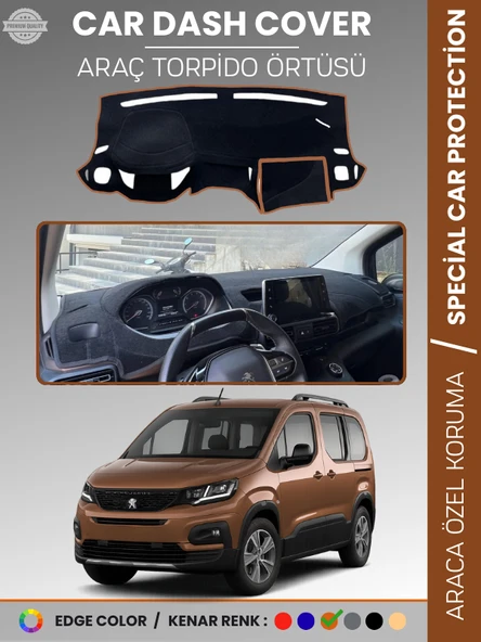 PEUGEOT RİFTER (2018-2025) Torpido Örtüsü Ön Göğüs Koruma Torpido Koruma Tam Uyum Kaymaz Özel Kesim ürün görseli 1