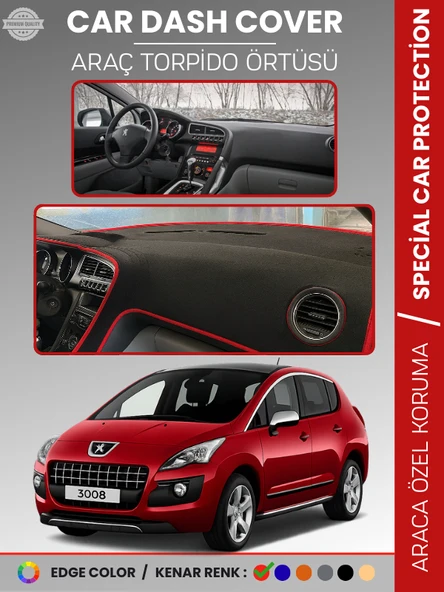 PEUGEOT 3008 (2011-2014) Torpido Örtüsü Panel Koruma Torpido Koruma Birebir Uyum Kaymaz Özel Kesim ürün görseli 1