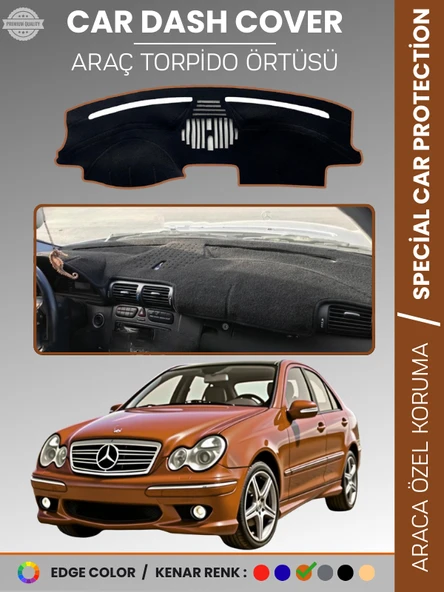 MERCEDES C CLASS W203 (2000-2007) Torpido Örtüsü Premium Kalite Torpido Koruma Özel Kesim UV Koruma ürün görseli 1