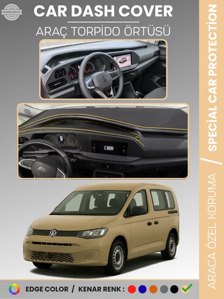 VOLKSWAGEN CADDY (2021+) Torpido Örtüsü Ön Göğüs Koruma Torpido Koruma Tam Uyum Çatlamayı Önler ürün görseli 1
