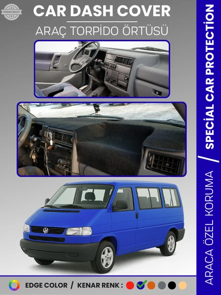 VOLKSWAGEN TRANSPORTER T4 (1990-2003) Torpido Örtüsü Ön Göğüs Koruma Torpido Koruma Tam Uyum Kaymaz ürün görseli 1
