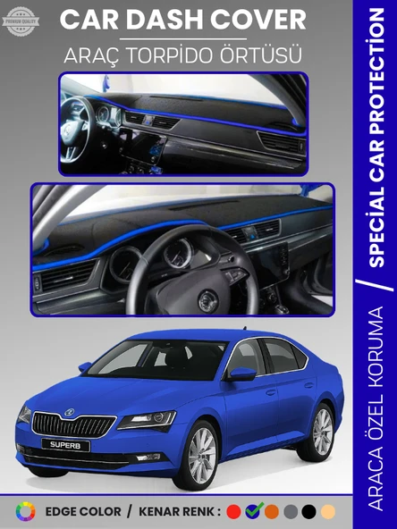 SKODA SUPER B (2015-2020) Torpido Örtüsü Ön Göğüs Halı Torpido Koruma Tam Uyum Kaymaz UV Koruma ürün görseli 1