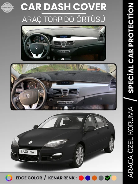 RENAULT LAGUNA 3 (2008-2015) Torpido Örtüsü Ön Göğüs Koruma Torpido Koruma Araca Özel Tam Uyum ürün görseli 1