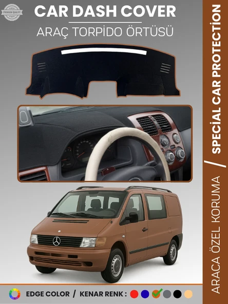 MERCEDES VITO W638 (1996-2003) Torpido Örtüsü Premium Kalite Torpido Koruma Özel Kesim UV Koruma ürün görseli 1