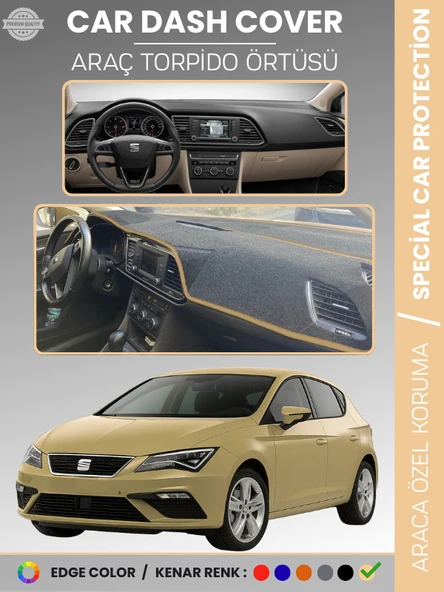 SEAT LEON (2013-2020) Torpido Örtüsü Ön Göğüs Halı Torpido Koruma Birebir Uyum Kaymaz UV Koruma ürün görseli 1
