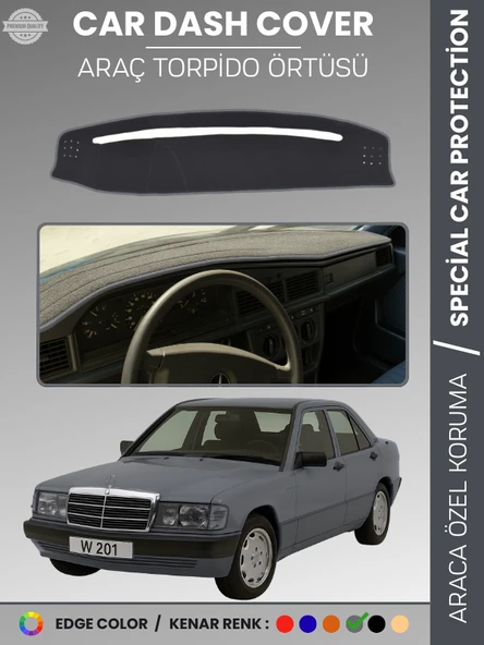 MERCEDES 190E W201 (1982-1993) Torpido Örtüsü Premium Kalite Torpido Koruma Özel Kesim UV Koruma ürün görseli 1