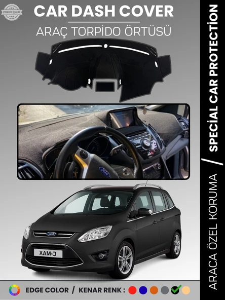 FORD C-MAX DOUBLE EKRAN (2010-2014) Torpido Örtüsü  Araca Özel Tam Uyum Kaymaz Kolay Montaj ürün görseli 1