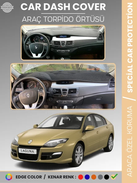 RENAULT LAGUNA 3 (2008-2015) Torpido Örtüsü Ön Göğüs Koruma Torpido Koruma Araca Özel Tam Uyum ürün görseli 1