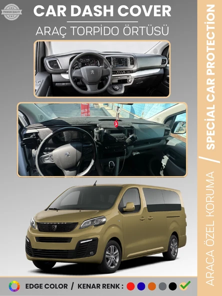 PEUGEOT TRAVELLER (2016-2023) Torpido Örtüsü Panel Koruma Torpido Koruma Tam Uyum Kaymaz Özel Kesim ürün görseli 1