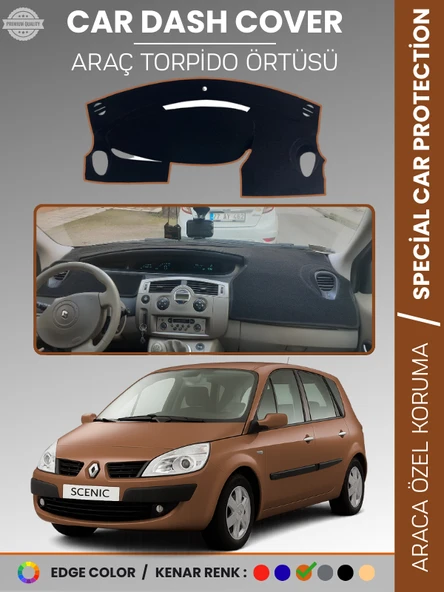 RENAULT SCENIC 2 (2003-2009) Torpido Örtüsü Ön Göğüs Koruma Torpido Koruma Tam Uyum Çatlamayı Önler ürün görseli 1