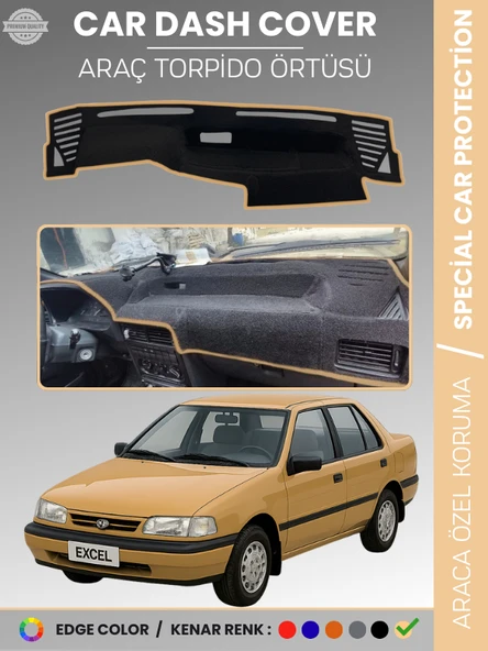 HYUNDAİ EXCEL (1989-1994) Torpido Örtüsü Göğüs Koruma Araca Özel UV Koruma Kolay Montaj ürün görseli 1