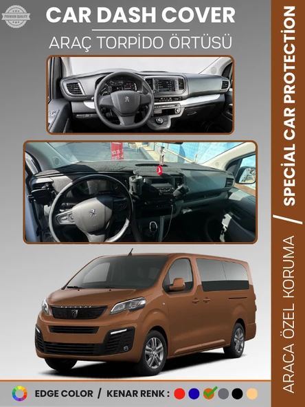 PEUGEOT TRAVELLER (2016-2023) Torpido Örtüsü Panel Koruma Torpido Koruma Tam Uyum Kaymaz Özel Kesim ürün görseli 1