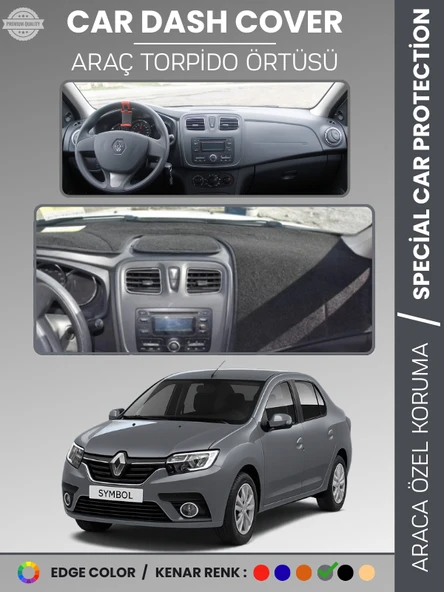 RENAULT SYMBOL 3 ÜST SAKLAMA GÖZLÜ (2013-2021) Torpido Örtüsü Ön Göğüs Halı Torpido Koruma Tam Uyum ürün görseli 1
